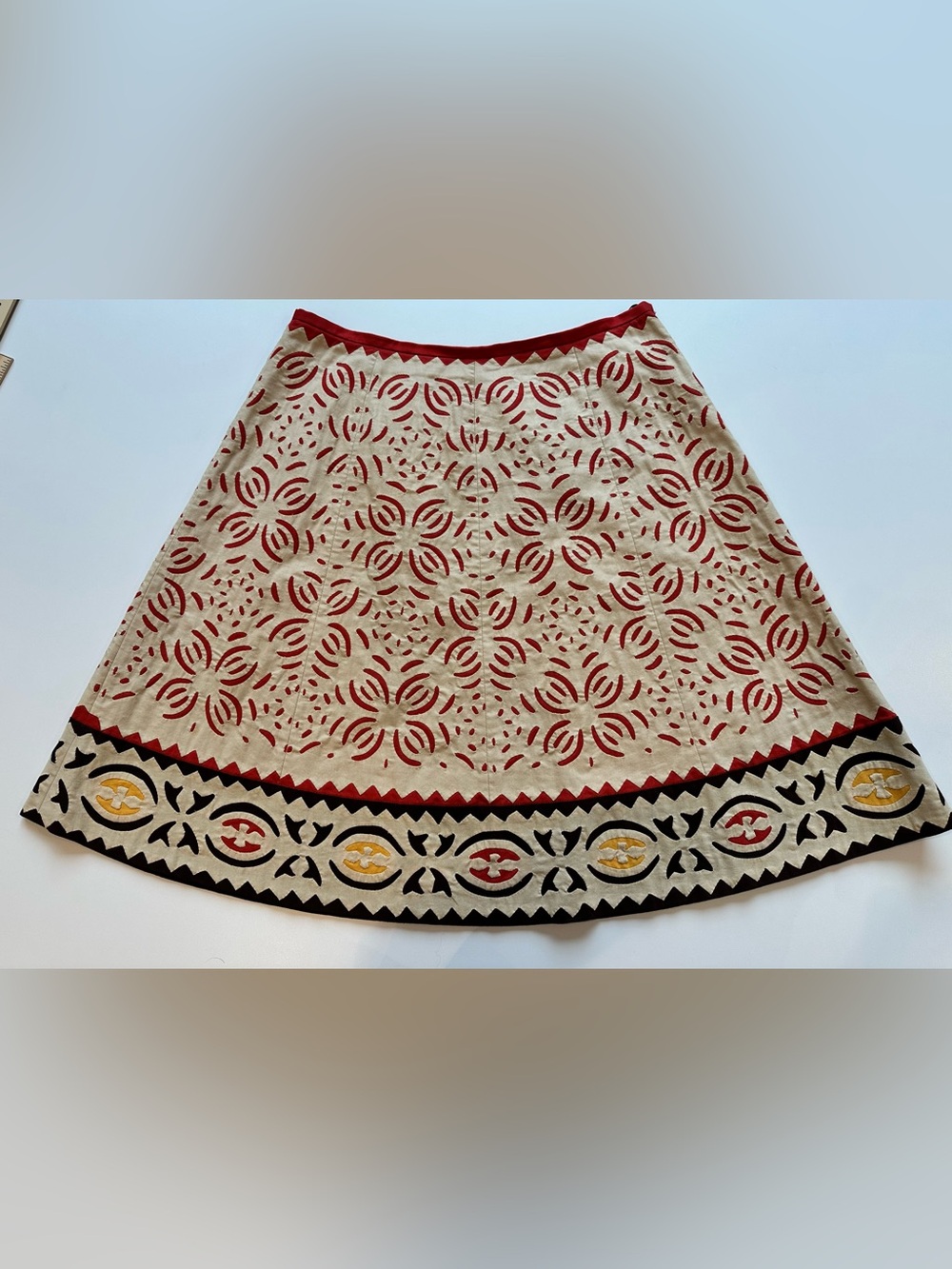 Lafayette 148 Petite 14 Appliqué Cutwork Cotton A-Line Skirt